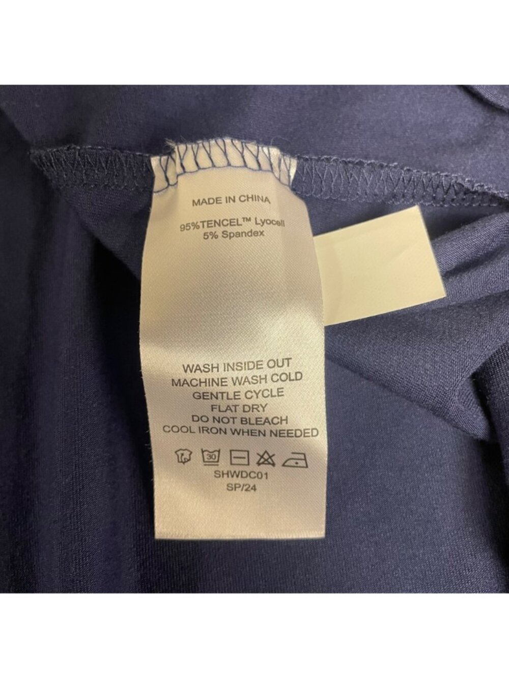 Quince Tencel Jersey Side Tie Midi Dress Navy Blue Sz SM Minimalist Comfort - Picture 7 of 9